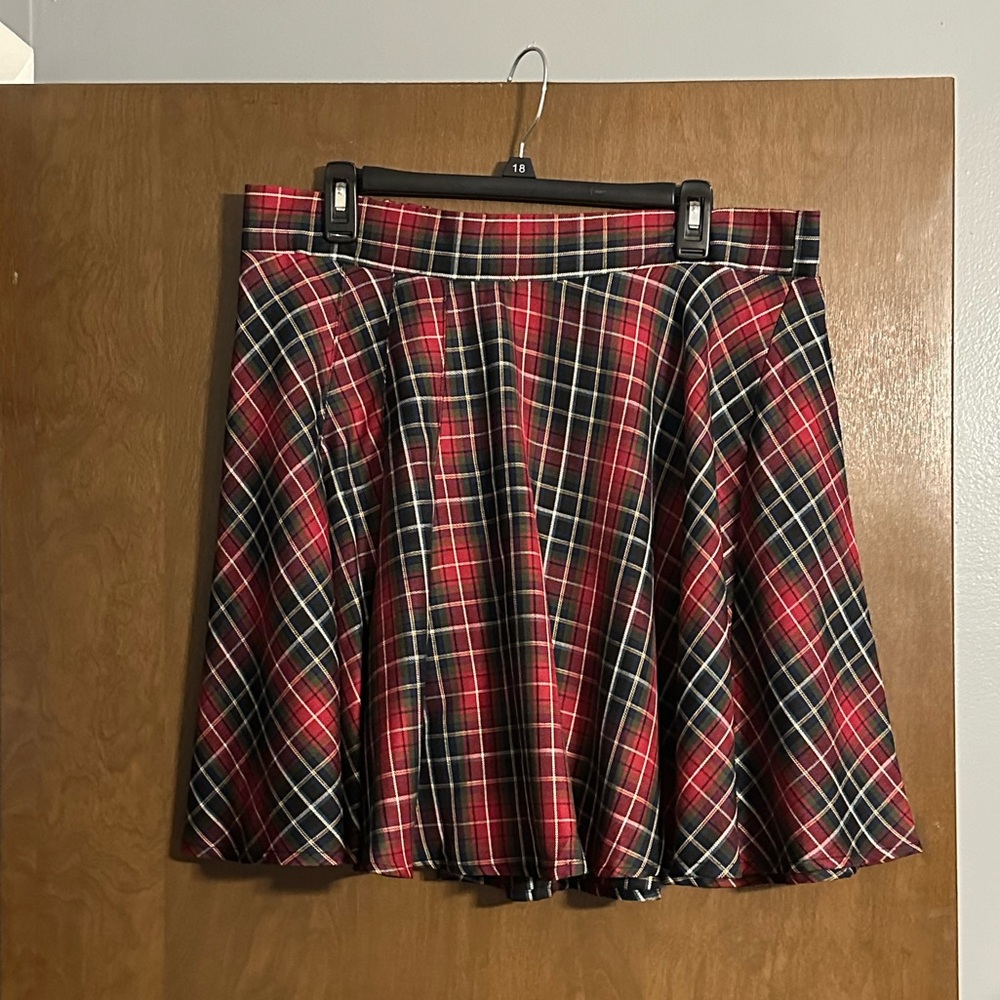 Torrid Red Plaid Twill Skater Skirt